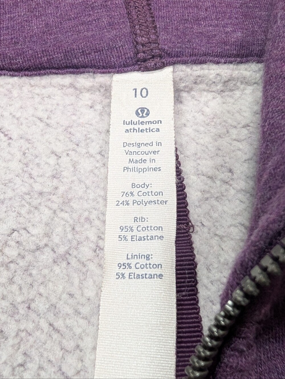 Lululemon Jacket Womens 10 Purple Magenta Scuba Hoodie Classic Cotton Fleece - Picture 6 of 8